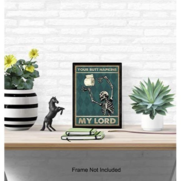 Funny Bathroom Wall Art Decor Skeleton Your Butt Napkins My Lord Unframed - Picture 4 of 7